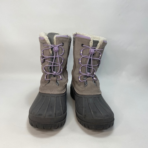 Lands End Youth 6M Winter Snow Boots Gray Purple Insulated All Weather Waterprof - Picture 3 of 10